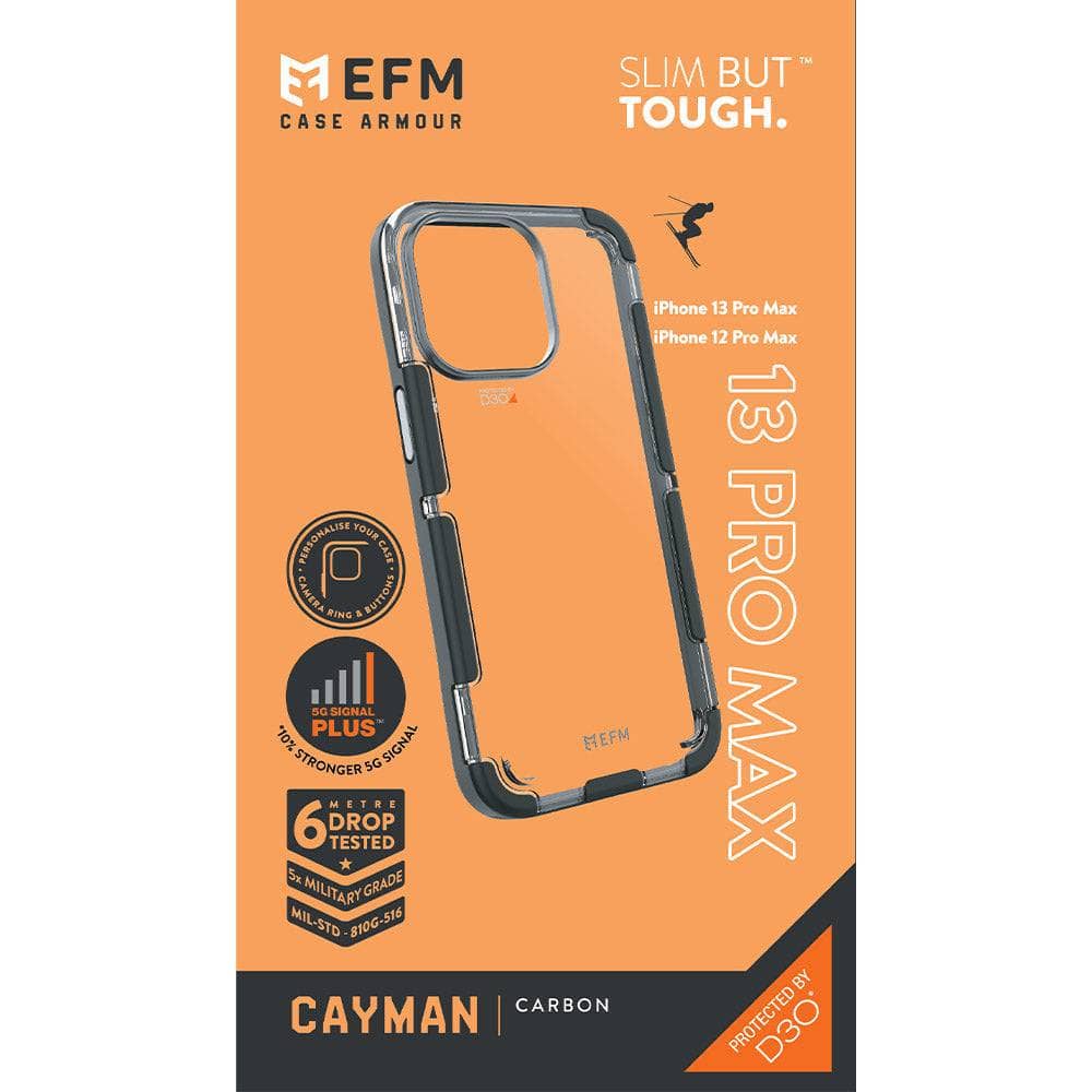 EFM Cayman Case Armour with D3O 5G Signal Plus - For iPhone 13 Pro Max (6.7") - Carbon-Cases - Cases-EFM-www.PhoneGuy.com.au