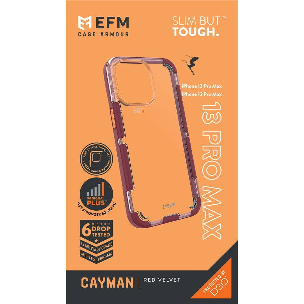 EFM Cayman Case Armour with D3O 5G Signal Plus - For iPhone 13 Pro Max (6.7") - Red Velvet-Cases - Cases-EFM-www.PhoneGuy.com.au