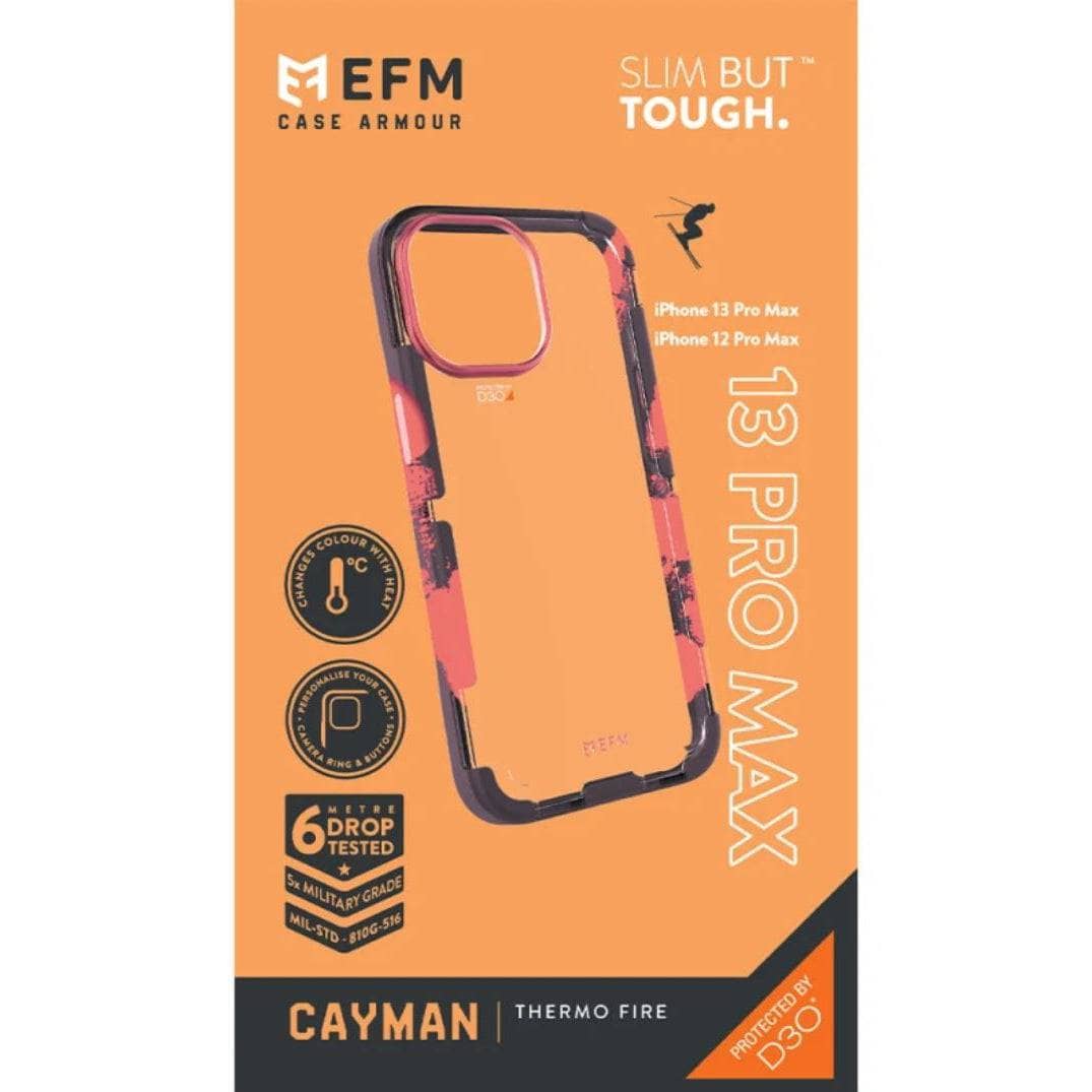 EFM Cayman Case with D3O Crystalex For iPhone 13 Pro Max (6.7") - Thermo Fire-Phone Case-EFM-www.PhoneGuy.com.au