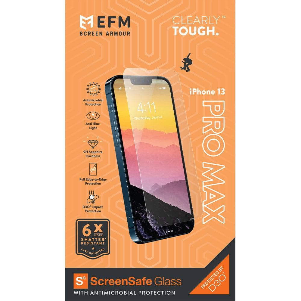 EFM ScreenSafe Glass Screen Armour with D3O - For iPhone 13 Pro Max (6.7") - Clear-Screen Guards - Mobile Devices-EFM-www.PhoneGuy.com.au