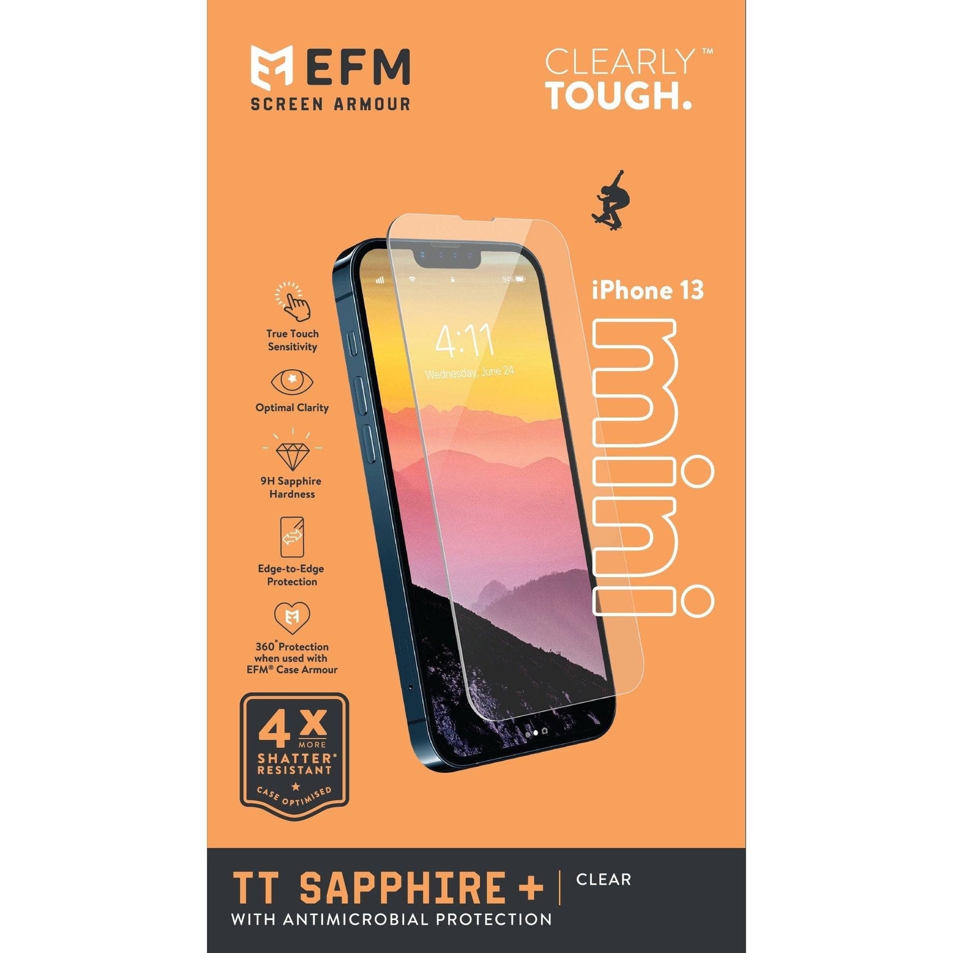 EFM TT Sapphire+ Screen Armour - For iPhone 13 mini (5.4") - Clear-Screen Guards - Mobile Devices-EFM-www.PhoneGuy.com.au