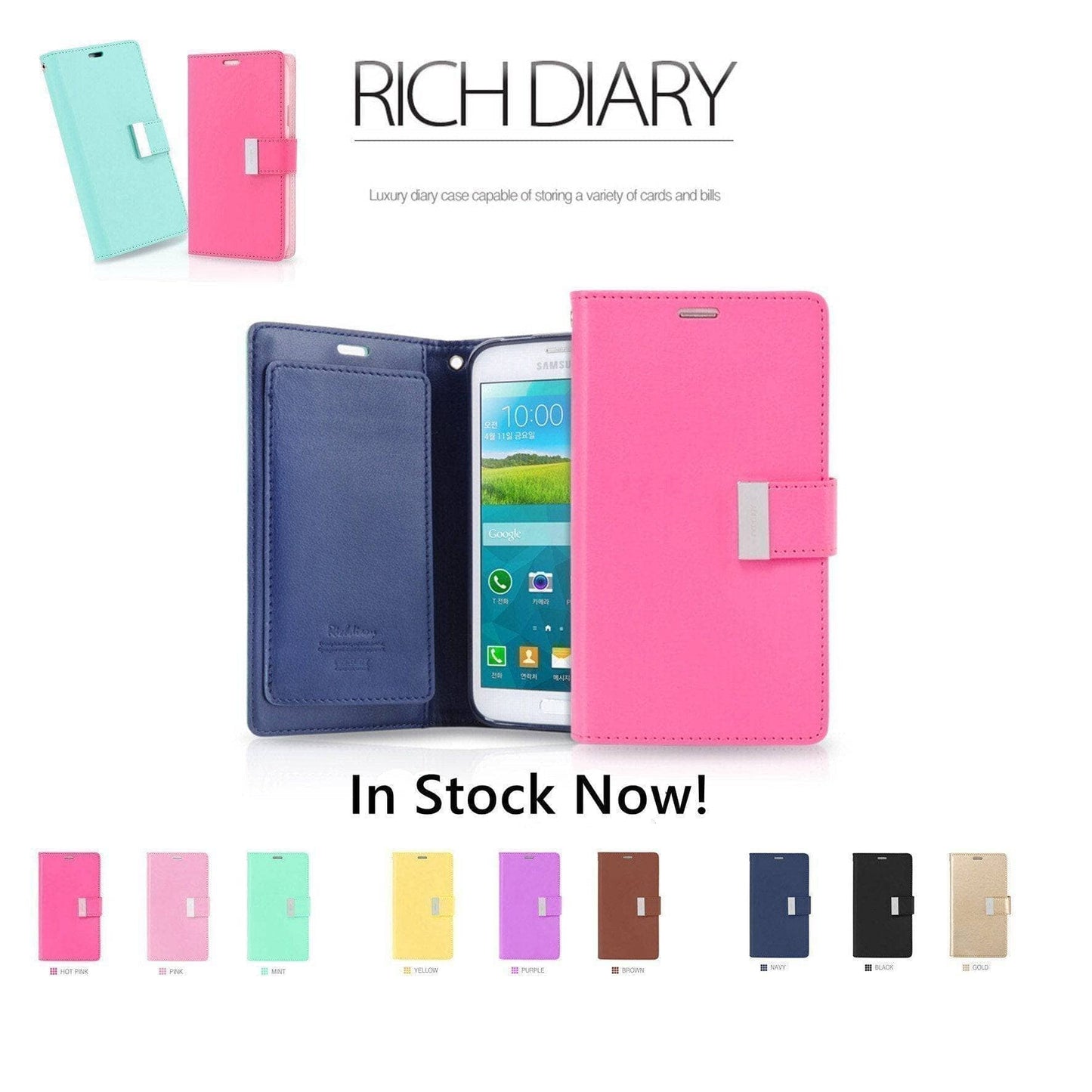 Goospery Rich Diary Folio Extra Flap Case for iPhone Xs Max/ XR/ iPhone 8 Plus-Phone Case-Goospery-www.PhoneGuy.com.au
