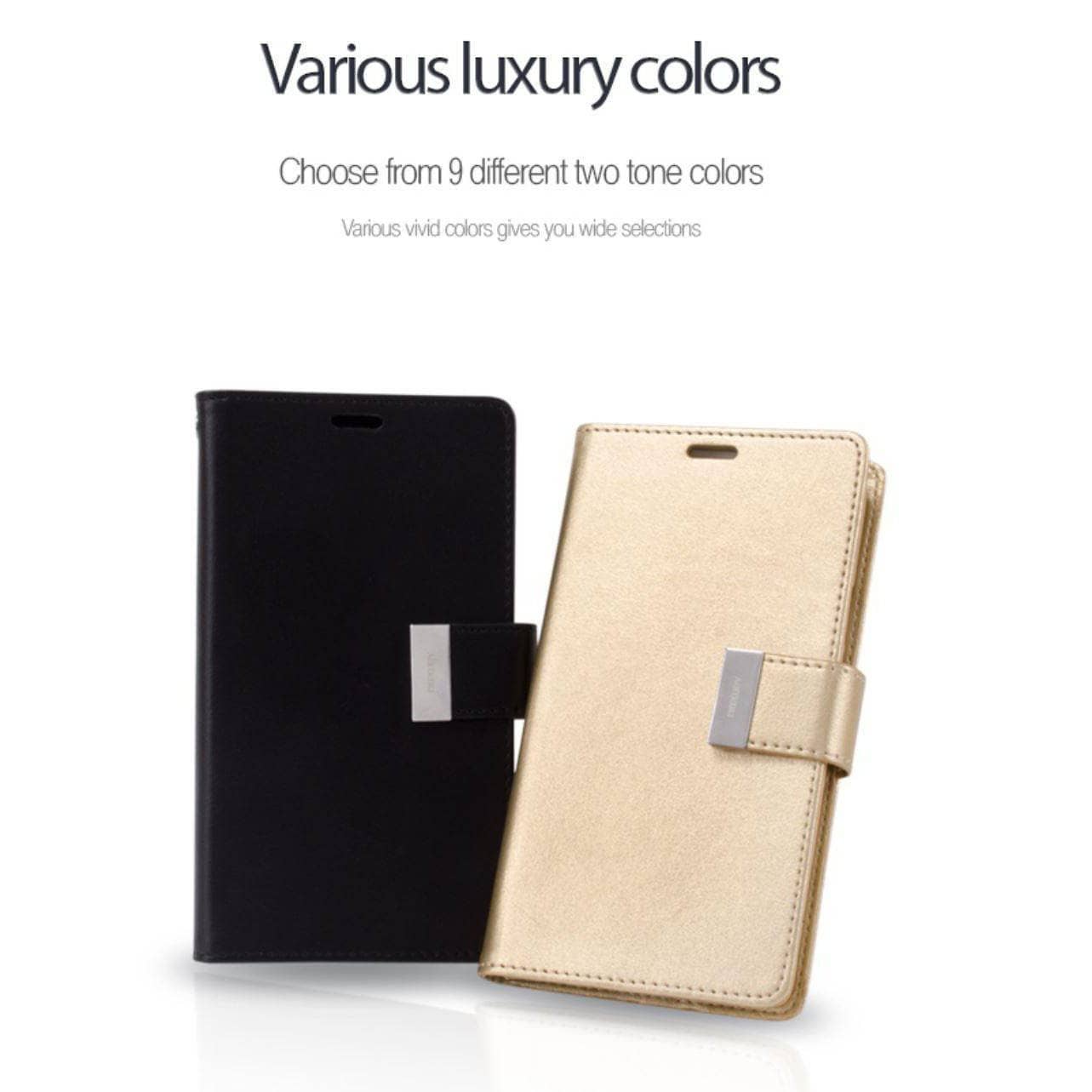 Goospery Rich Diary Folio Extra Flap Case for iPhone Xs Max/ XR/ iPhone 8 Plus-Phone Case-Goospery-www.PhoneGuy.com.au