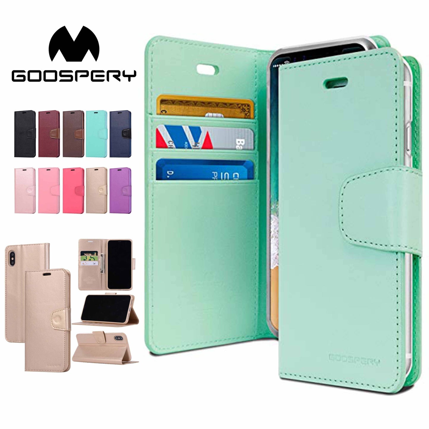 Goospery Sonata Diary Case for iPhone Xs Max Xr Wallet Flip Cards Faux Leather-Phone Case-Goospery-www.PhoneGuy.com.au