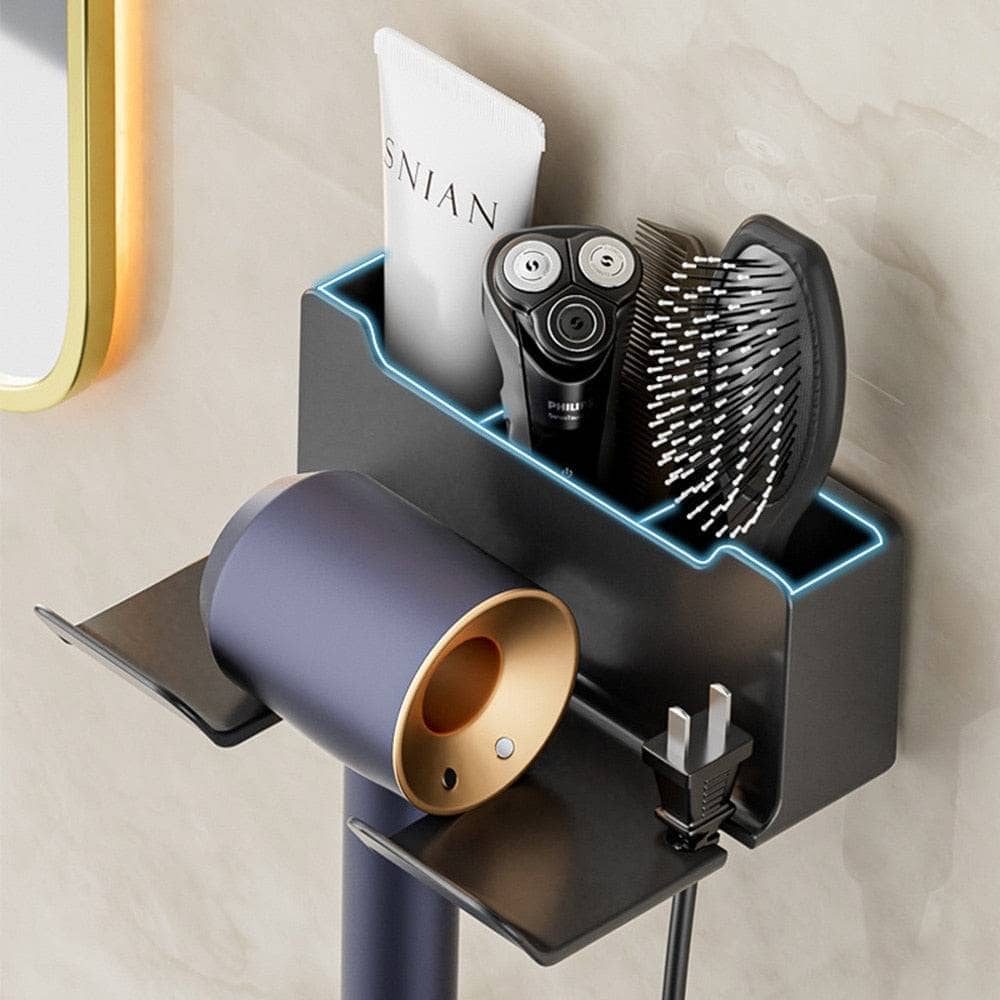 Hair Dryer Holder Wall Mounted Rack Bathroom Shelf Storage Shelves