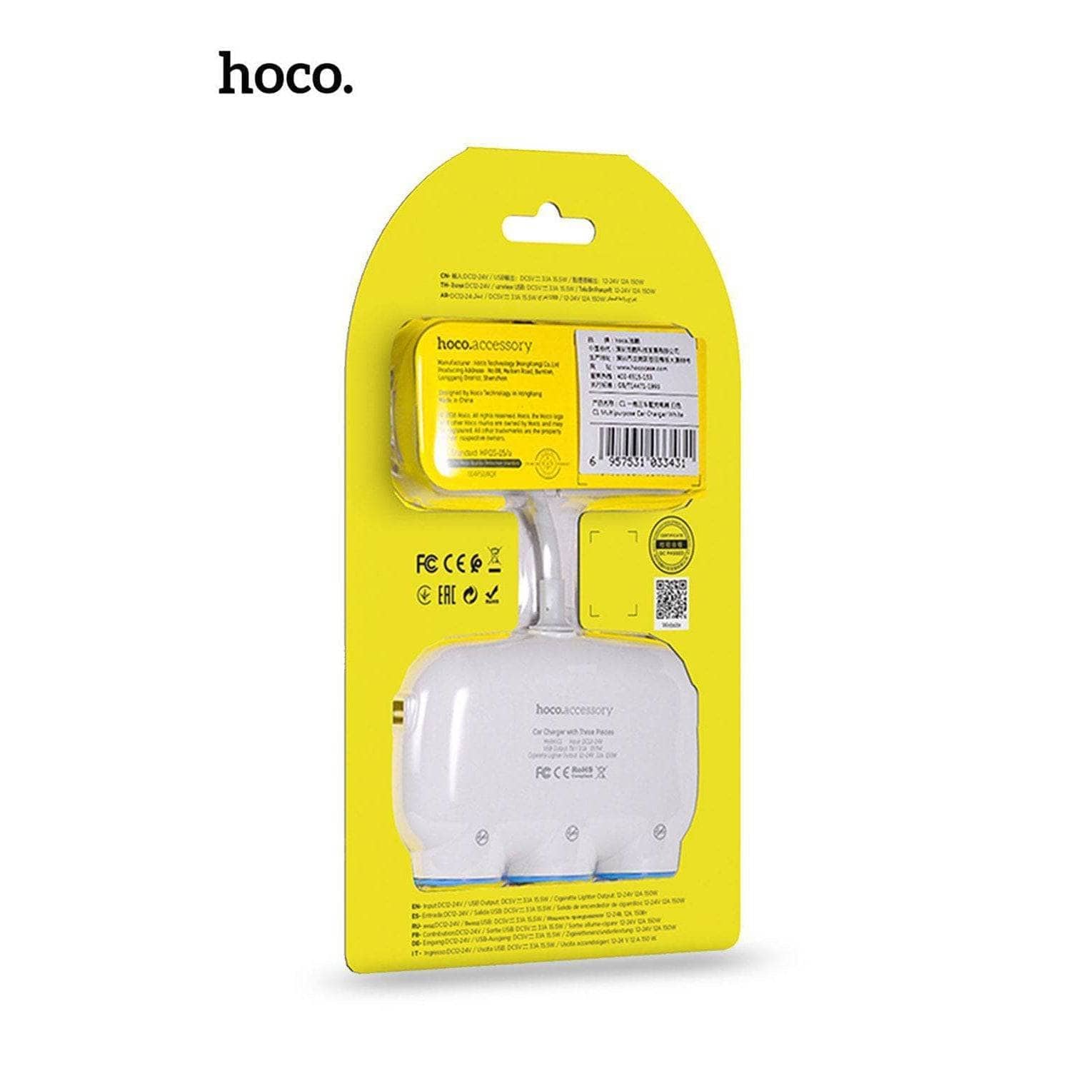 Hoco C1 Car Charger Splitter - White-Car Charger-Hoco-www.PhoneGuy.com.au