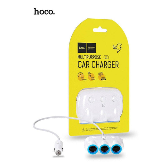 Hoco C1 Car Charger Splitter - White-Car Charger-Hoco-www.PhoneGuy.com.au