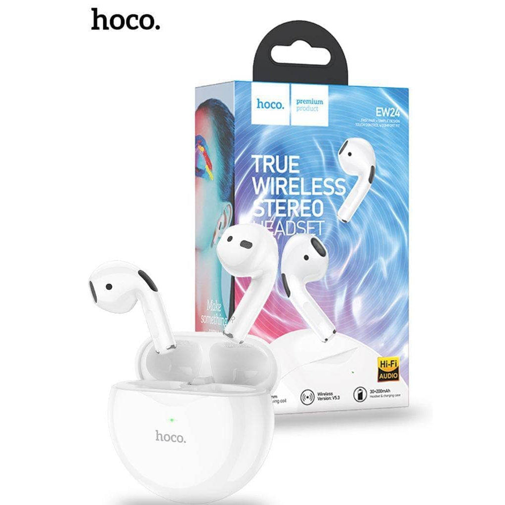 Hoco EW24 Simple True Wireless Earphones - White-Headphones > Wireless Headset-hoco-www.PhoneGuy.com.au