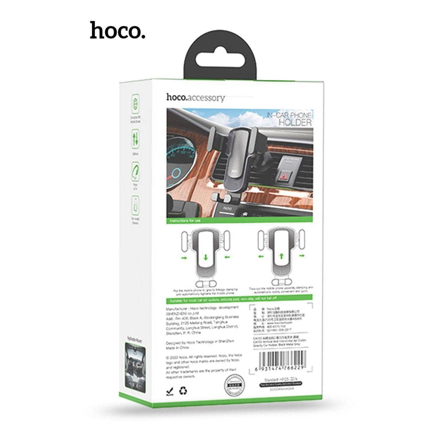 Hoco Gravity Air Vent Car Holder - Black-Holders-Case & Gear - phoneguy.com.au-www.PhoneGuy.com.au