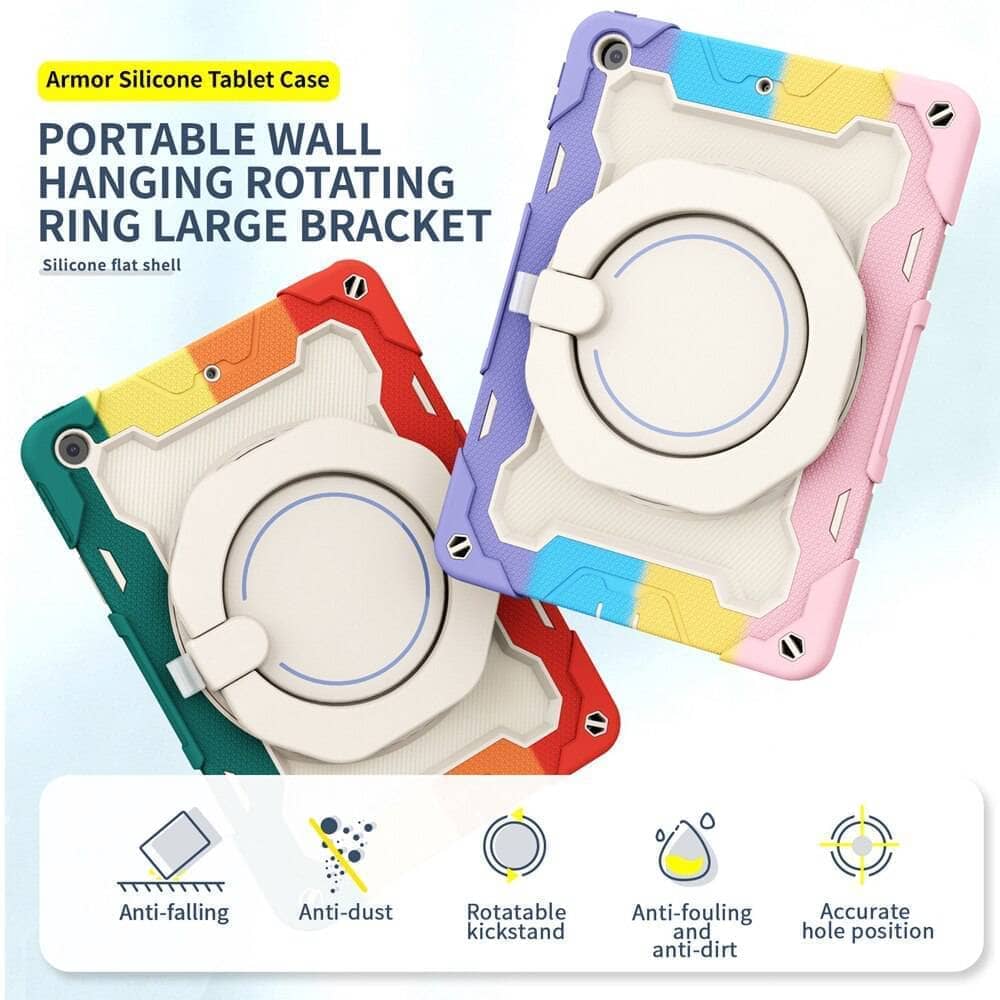 Kids Safe PC Silicon Shockproof Pull Ring Stand Cover For IPAD 7/8/9 gen 10.2 inch-Tablet Case-Generic-www.PhoneGuy.com.au