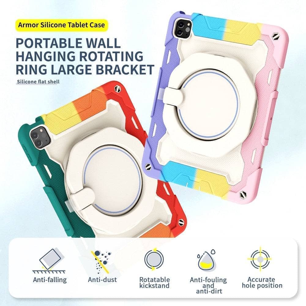 Kids Safe PC Silicon Shockproof Pull Ring Stand Cover For IPAD Air 4/5 10.9 inch-Tablet Case-Generic-www.PhoneGuy.com.au