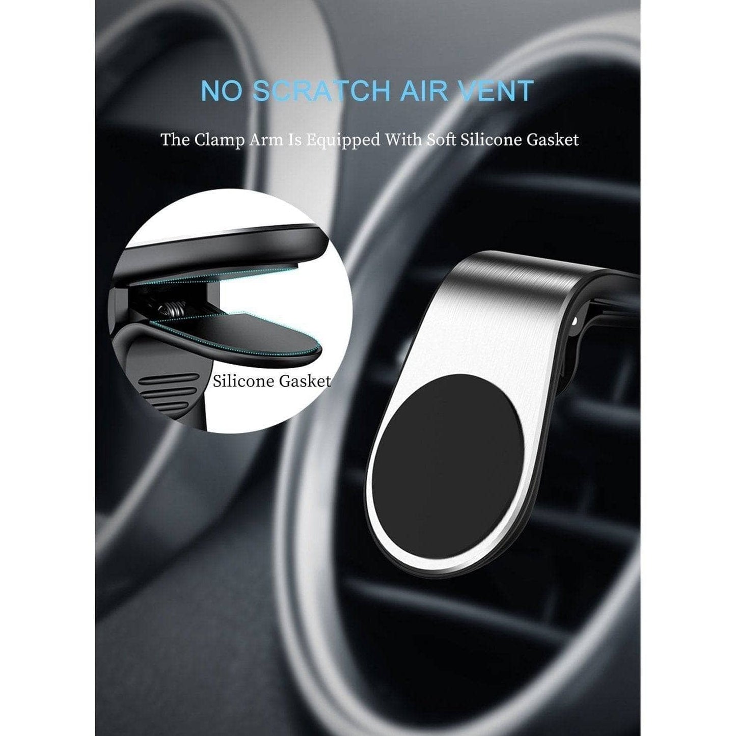 Magnetic Air Vent Car Holder - Black Slim L Shap-Holders-Generic-www.PhoneGuy.com.au