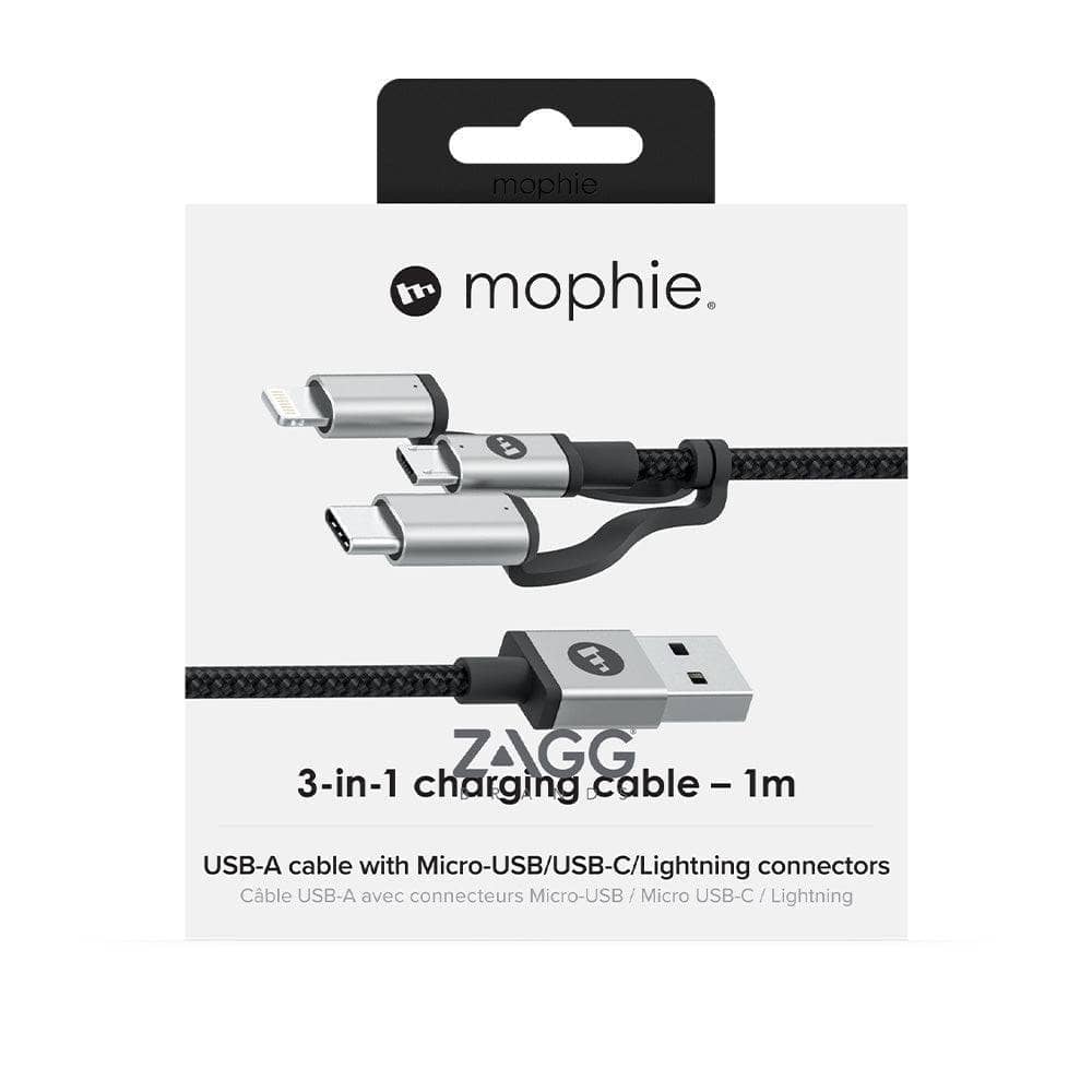 Mophie Tri-Tip Cable - 1M - Black-Charging - Cables-MOPHIE-www.PhoneGuy.com.au