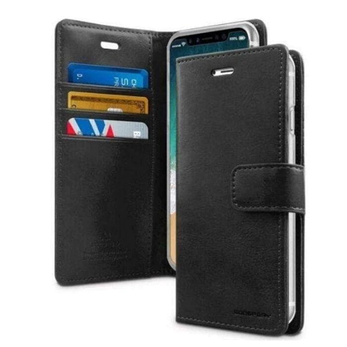 OPPO Reno 2Z Goospery Bluemoon Diary Wallet Folio Black Case Cards Pockets-Phone Case-Goospery-www.PhoneGuy.com.au