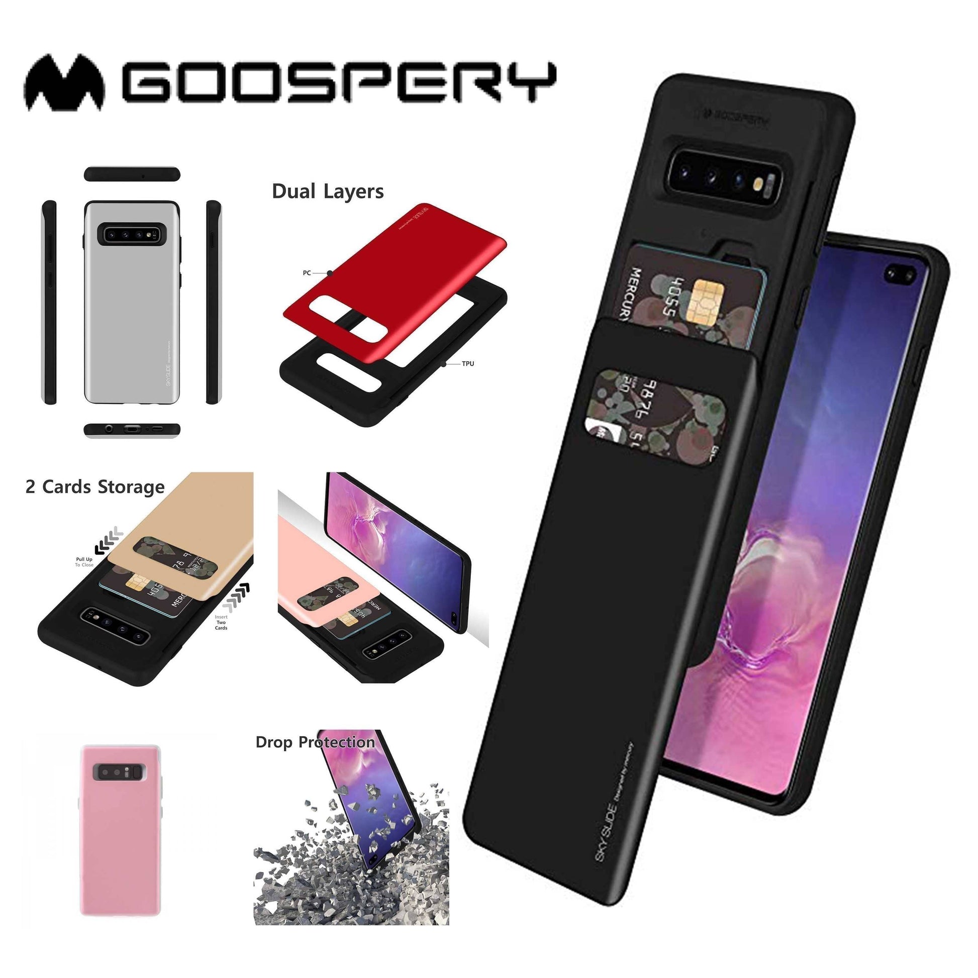Samsung Glalaxy S10+/S10e Goospery Sky Slide Case Back Cards Pocket-Phone Case-Goospery-www.PhoneGuy.com.au