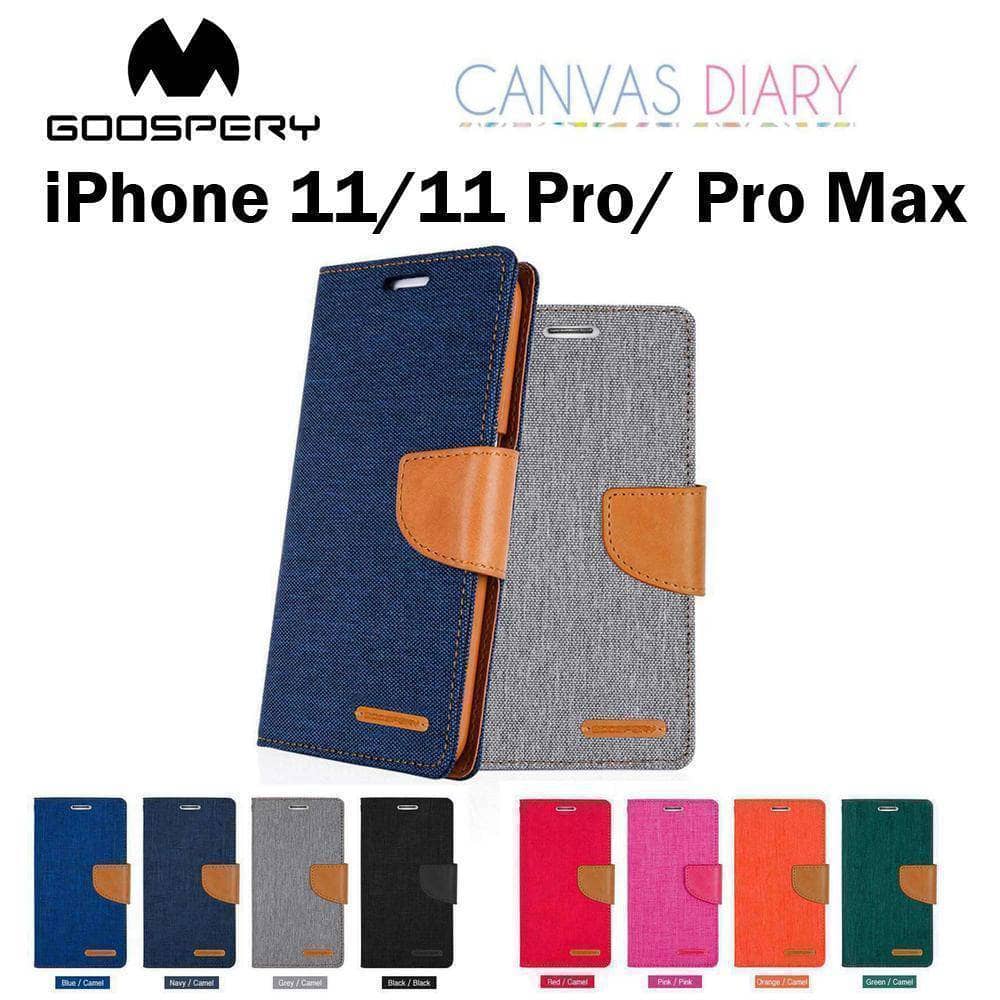iPhone 11 Pro Max Goospery Canvas Diary Denim Wallet Case Pockets ID Cards Flip Folio-Phone Case-Goospery-www.PhoneGuy.com.au