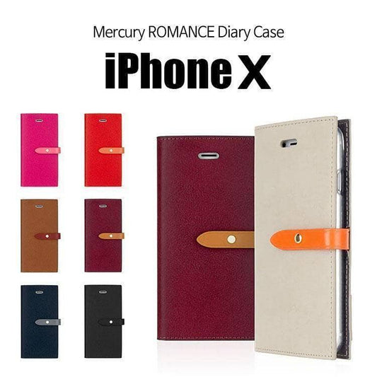 iPhone XS/X Goosbery Romance Diary Flip Wallet Case Folio with Strap-Phone Case-Goospery-www.PhoneGuy.com.au